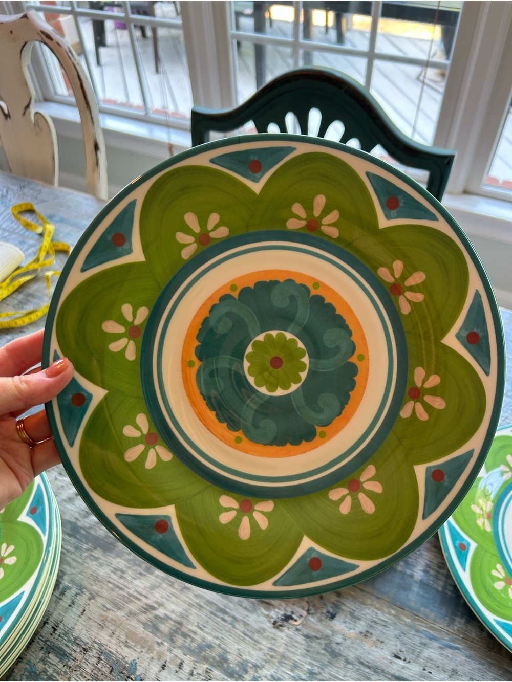 Target Green and Teal Floral Melamine Plates 10.5” Set of 4 - Picture 2 of 3